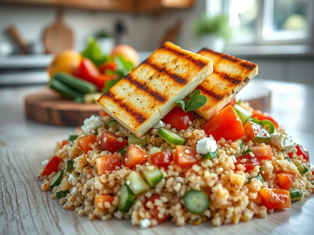 Quinoa-Salat mit Grillkäse