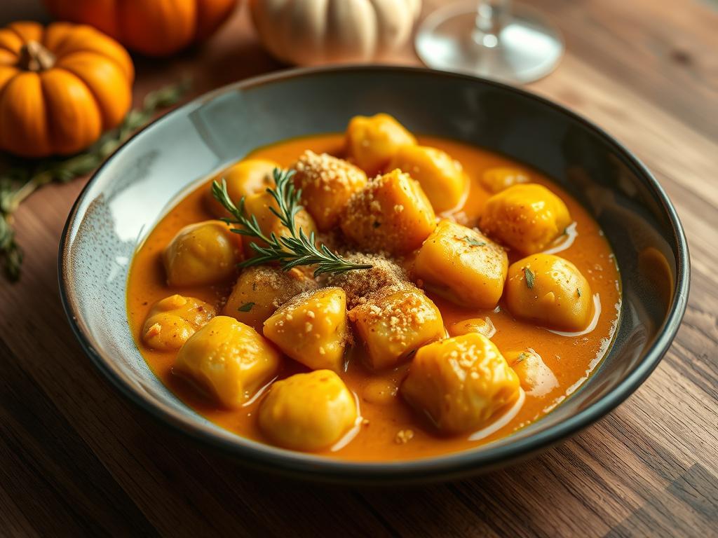 Vegane Gnocchi mit Kürbissauce