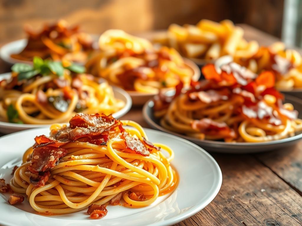 Internationale Nudelvariationen mit Speck Internationale Nudelvariationen mit Speck