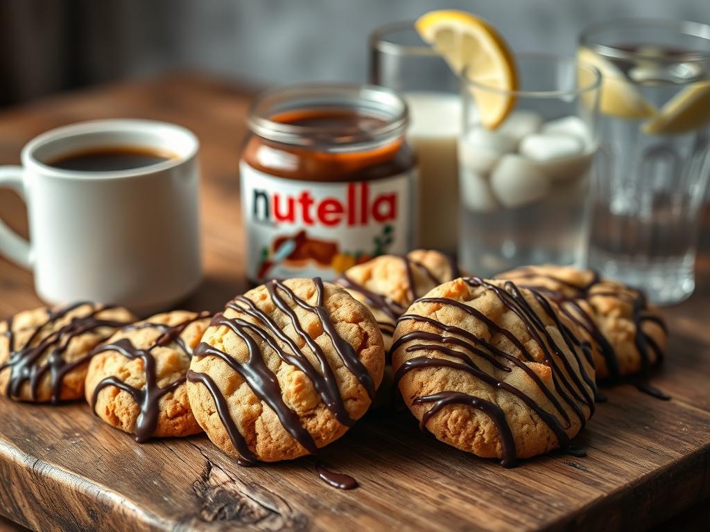 Nutella Cookies mit Getränken Nutella Cookies mit Getränken