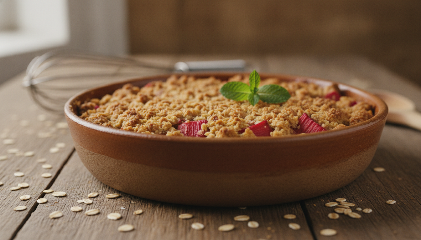 Rhabarber-Crumble mit Haferflocken